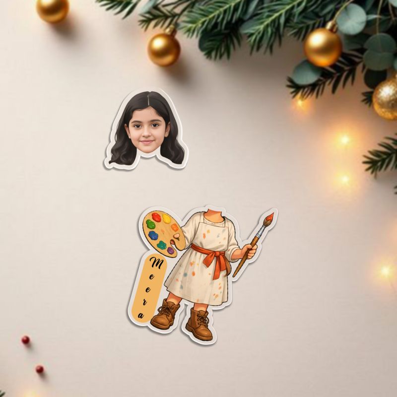 Personalized Artist Bobblehead Caricature   Custom Name Acrylic Standee with Battery Powered Shaking Head  Girls Room Creative Desk Decor & Gift for Kids & Art Lovers